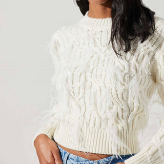 Astr - Almeida Feather Cable Knit Sweater