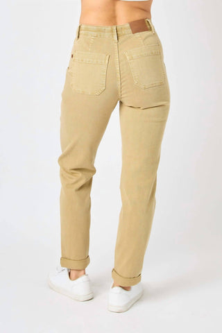 Judy Blue - High Waist Garment Dyed Cuffed Joggers