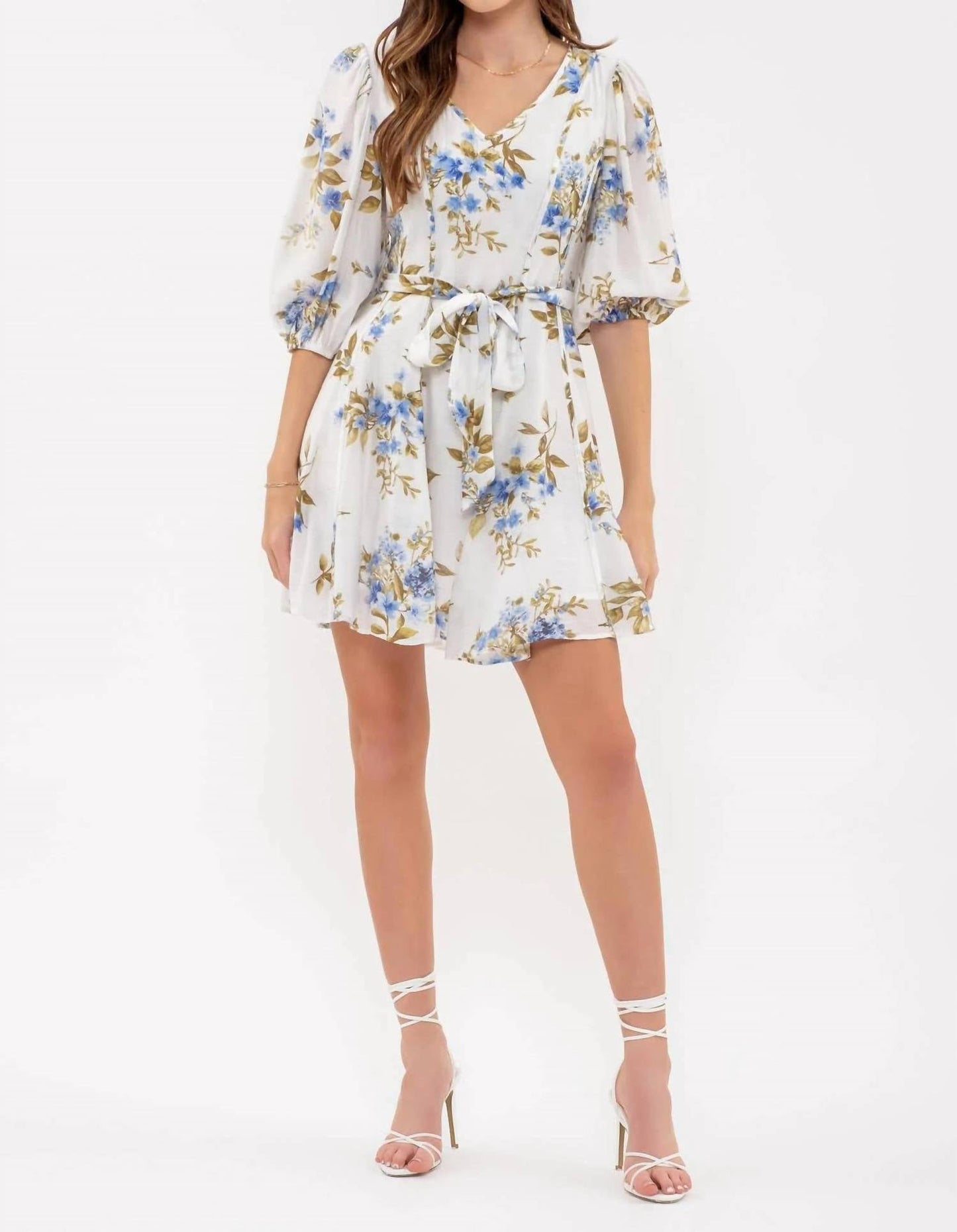 By The River - Floral Peasant Mini Dress