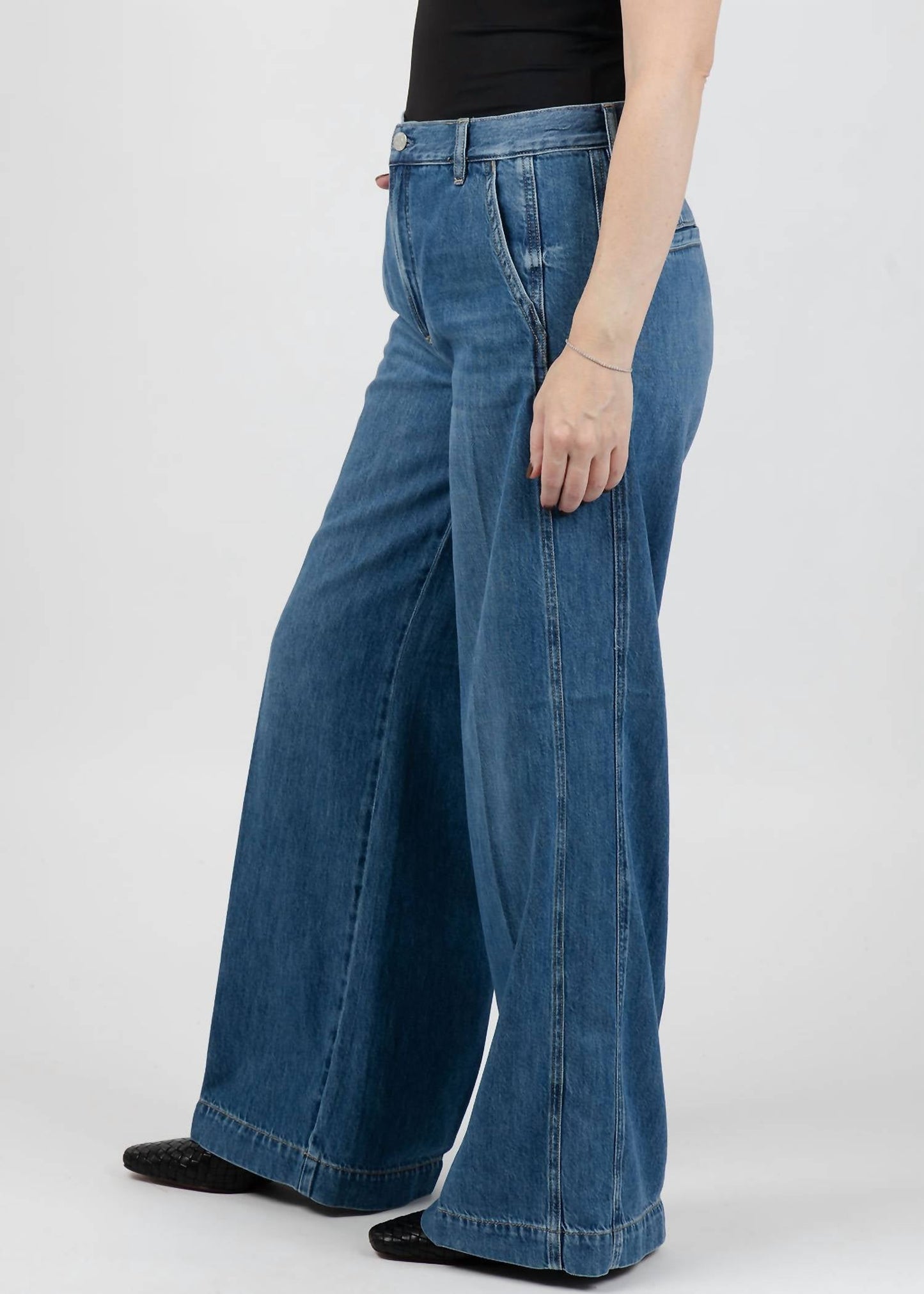 Pistola - Jadyn Double Button Low Slung Palazzo Jeans