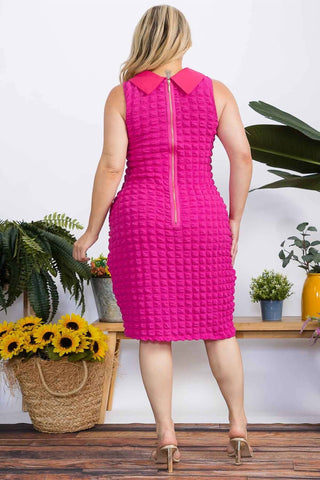 Karen T Design - Collared Popcorn Bodycon Dress