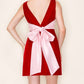 B.Right - Velvet Mini Dress With Back Ribbon