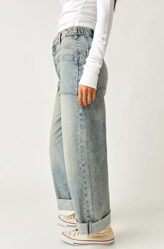 Free People - Palmer Wide-leg Cuffed Jeans