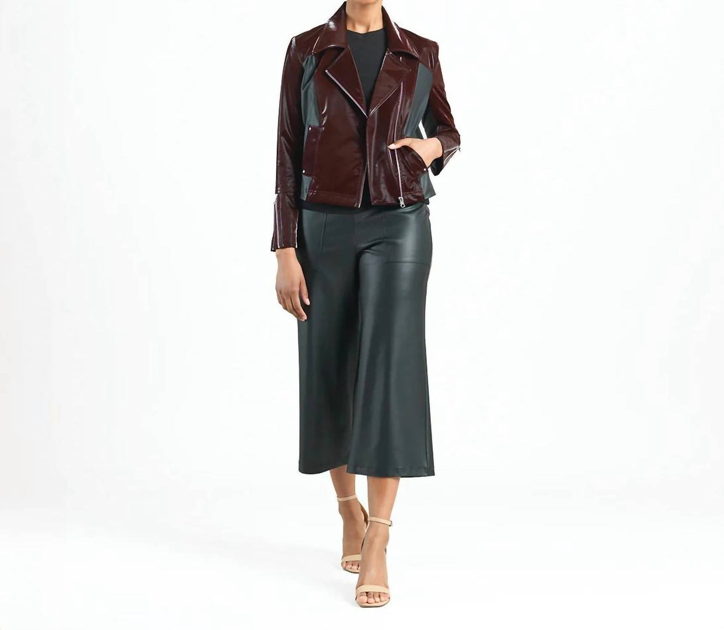 Clara Sun Woo - Vinyl/Liquid Leather Mixed Media Zip Jacket