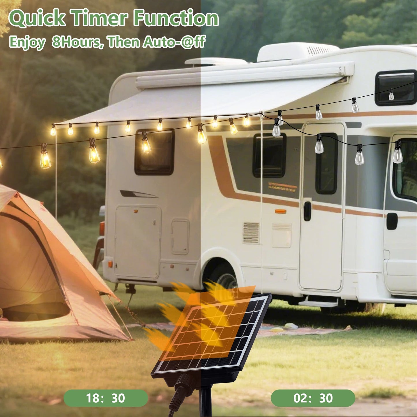 100 FT Solar String Lights Waterproof with Remote & USB Port