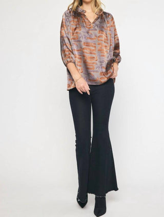 Entro - Swirl Printed V-Neck Top