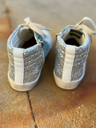 Miim - Women's Kyle Rubber Lace-up Glitter Leather Sneakers