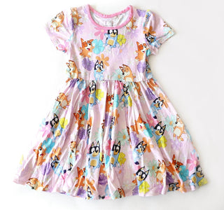 Charlies Project - Girl's Little Snuggles Peachy Pups Bamboo Dress