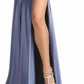 Fiesta Fashion - Satin Open Back High Slit Leg Evening Gown Maxi Dress