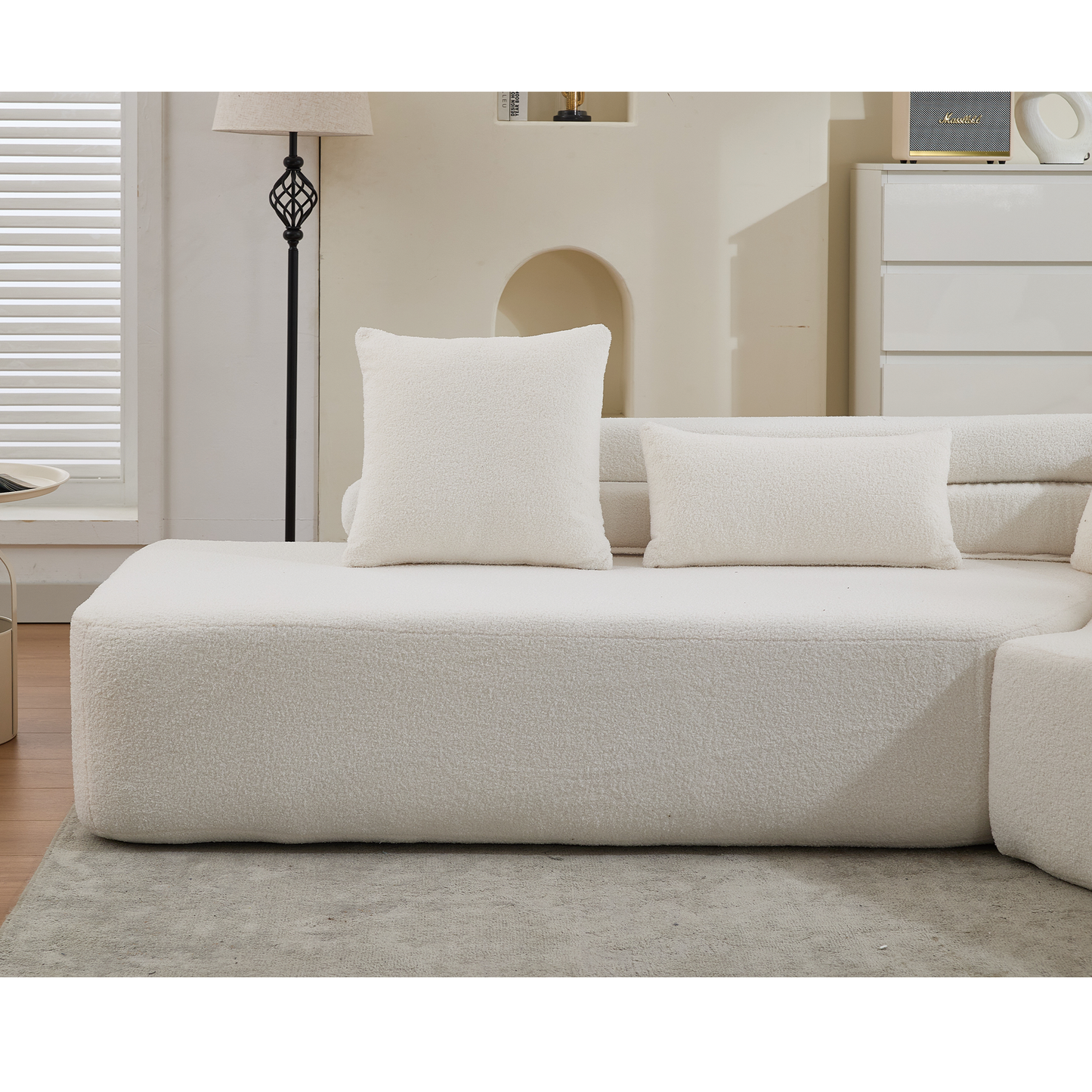 128" Minimalist Cloud Sectional Couch in Beige