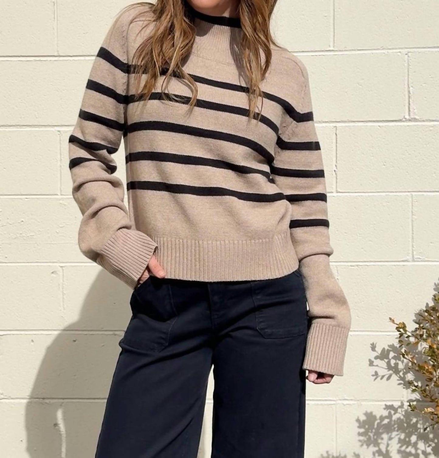 Aureum - Maxine Striped Mock Neck Sweater