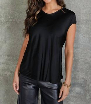 Venti6 - Solid Satin Sleeveless Crew Neck Top