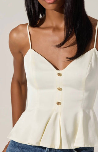 Astr - Paislee Satin Pleated Peplum Top