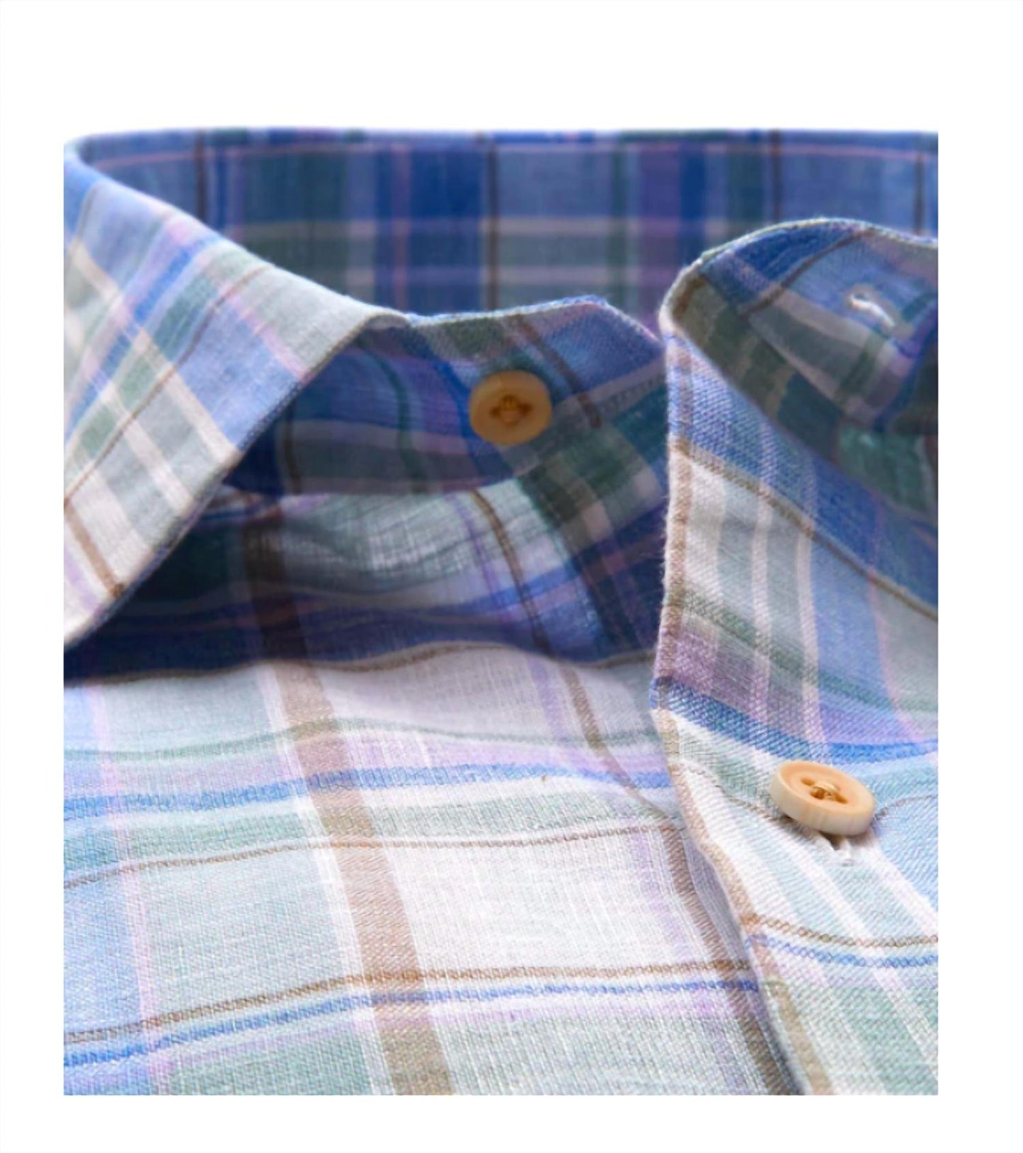 David Donahue - Men's Long Sleeve Plaid Linen Shirt