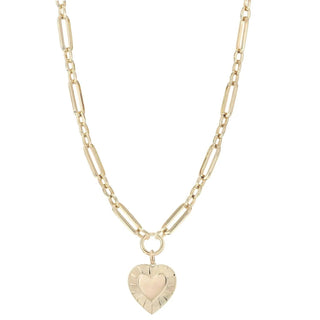 Eklexic - Women's Large Multi Link Chain & Heart Pendant Necklace