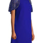 Aidan Mattox - Boat Neck Embellished Mesh Cape Scuba Dress