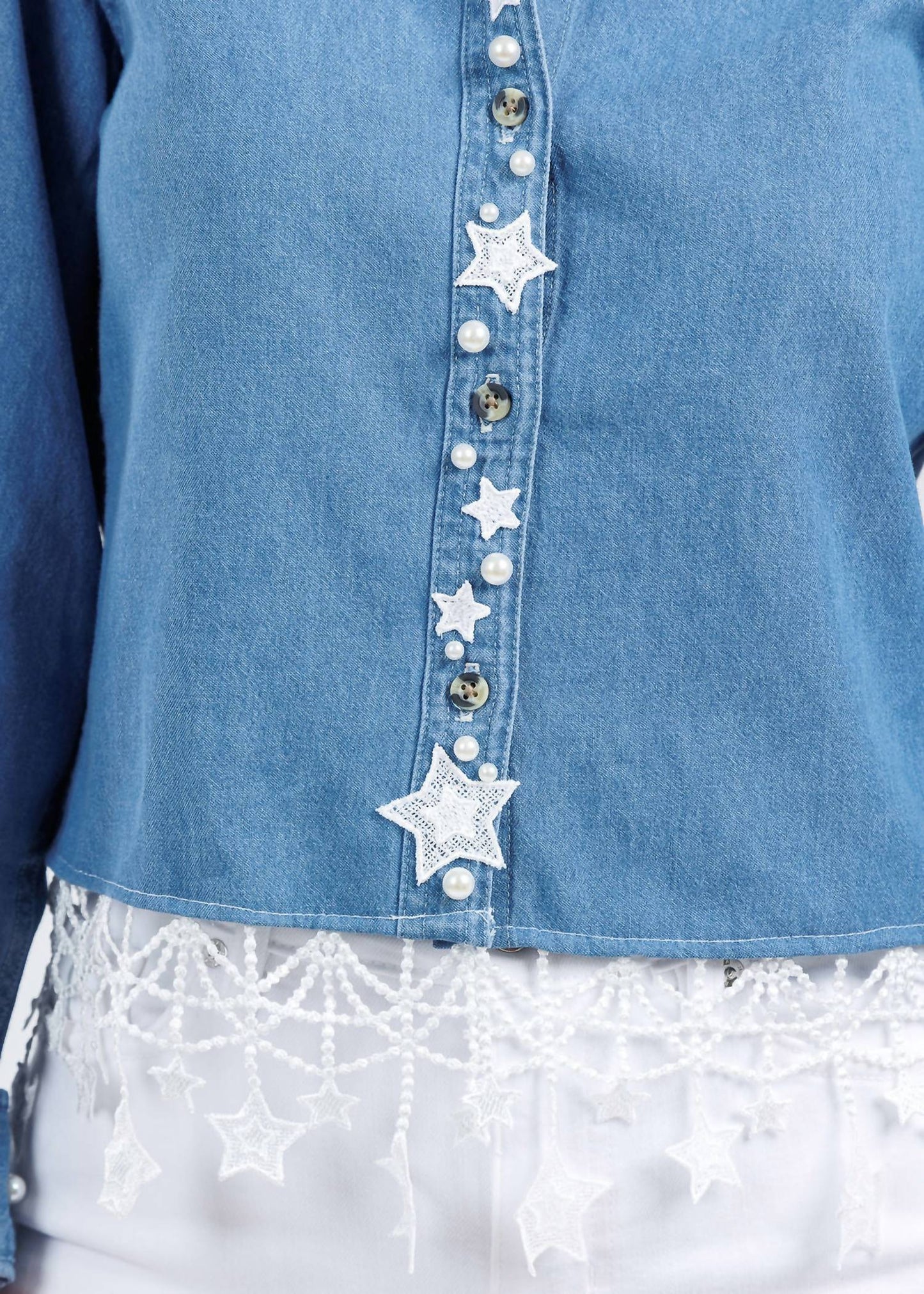Suzy T - Button Down Stars & Pearls Shirt