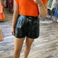 Entro - High Waisted Leather Shorts