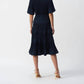 Joseph Ribkoff - V-neck Pleated Faux Wrap Midi Dress