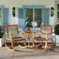 GO 2 Pieces Patio Rocking Chair Set, Natural Acacia Wood and Wicker