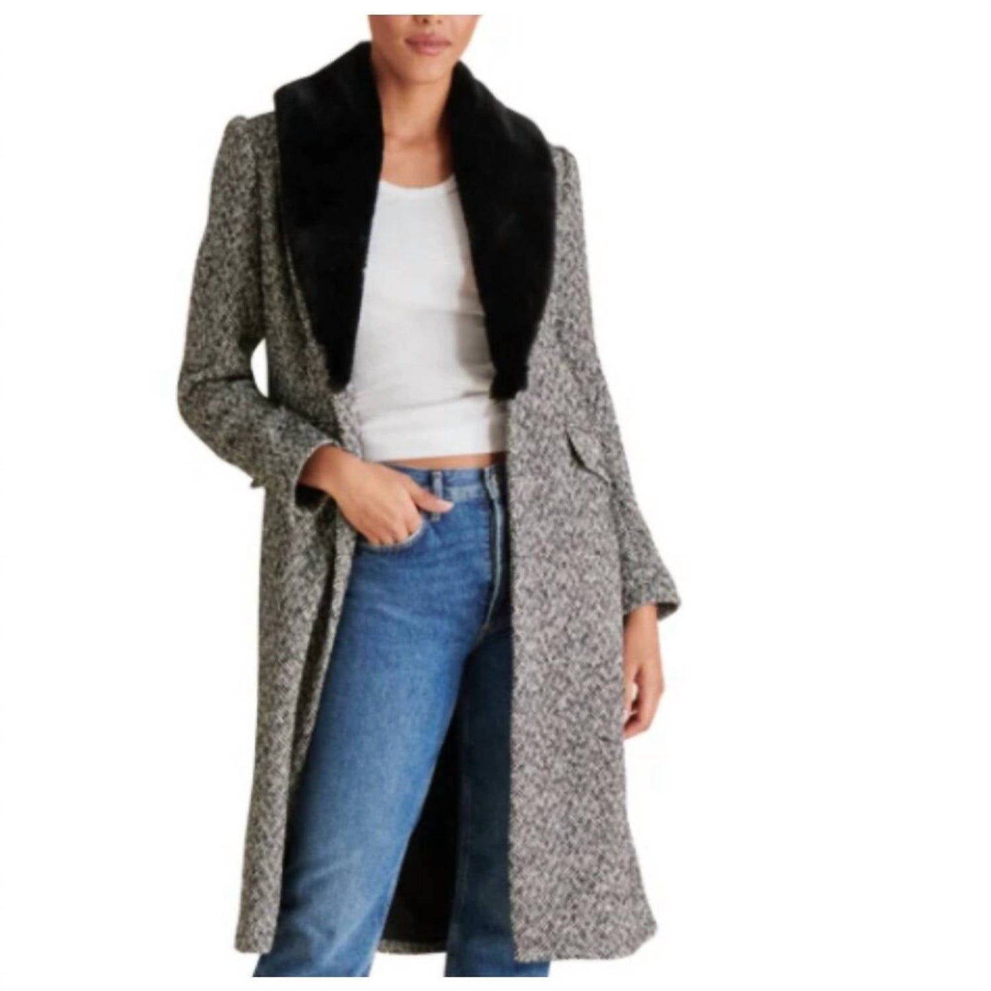 Steve Madden - Dienne Long Sleeve Tweed Coat