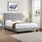 Full Size Upholstered Platform Bed Frame With Tufted Headboard - Gray