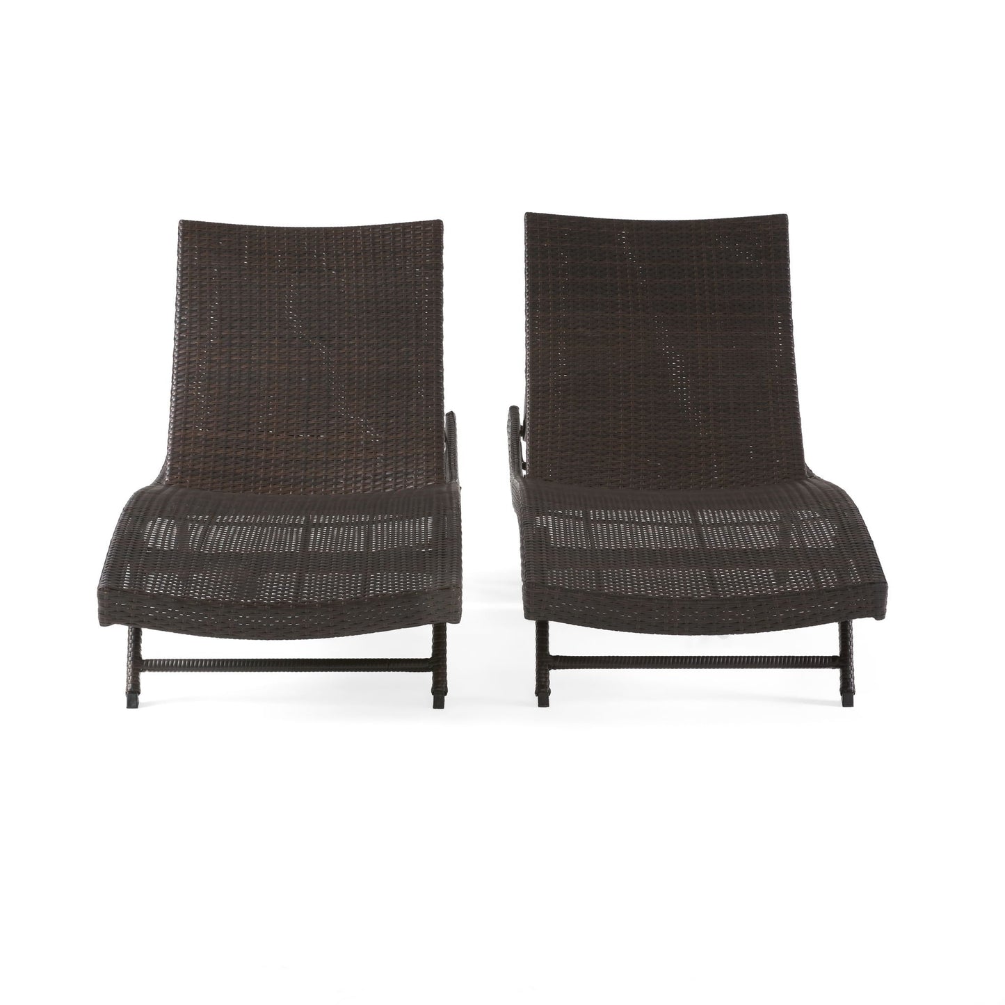 Kauai Modern Style Wicker Chaise Lounge - Brown Multi