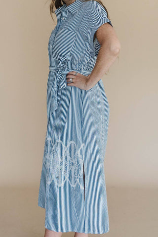 Entro - Endless Love Embroidered Stripe Midi Dress