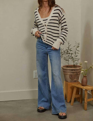 By Together - Knit Sweater Striped V-Neck Cardigan