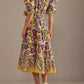 Celia B - Linen Puff-sleeve Midi Dress