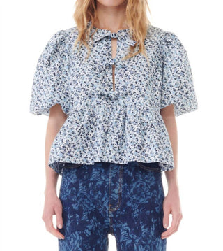 Ganni - Floral Printed Peplum Blouse