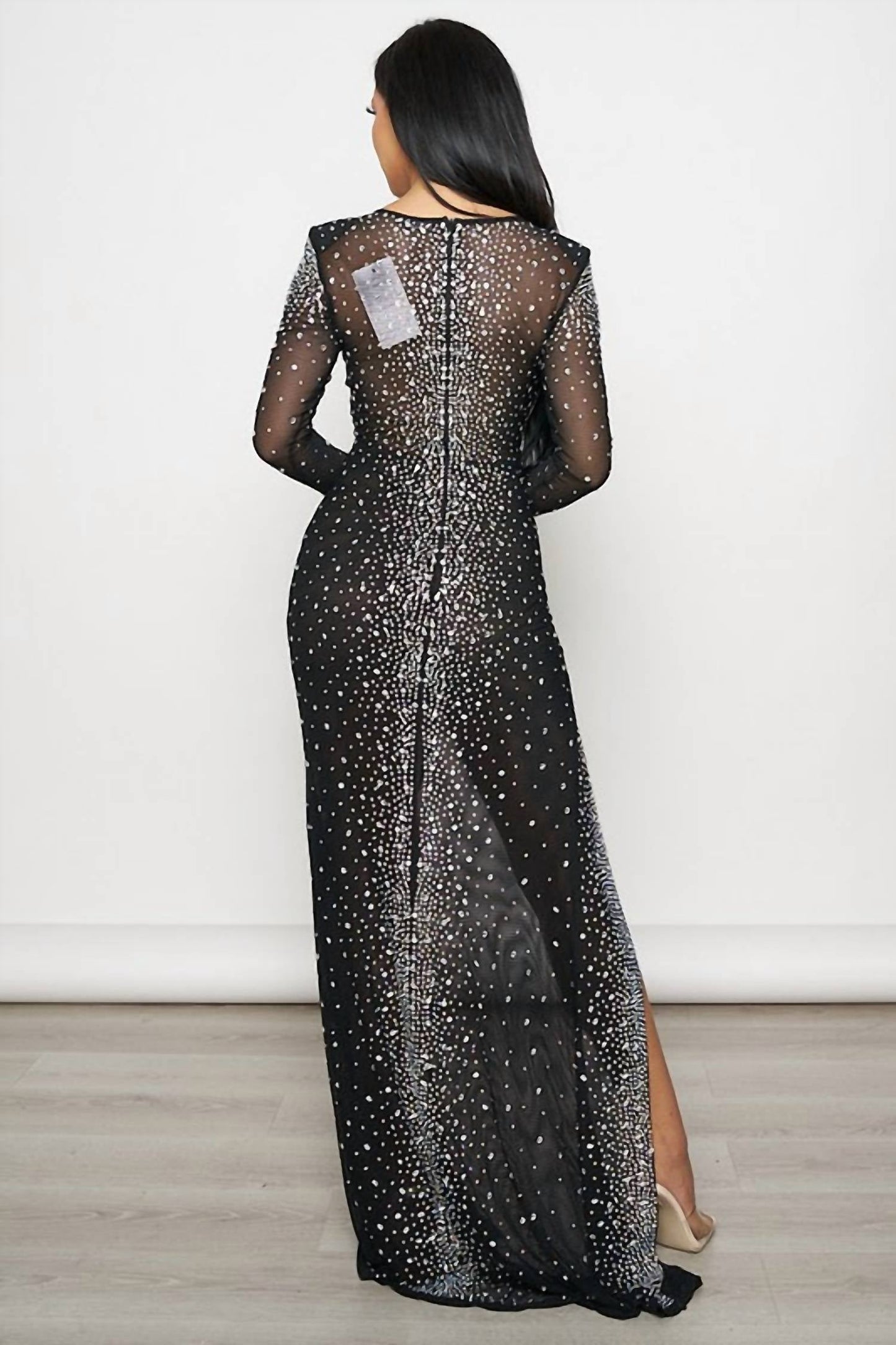 Banjul - Rhinestone Fishnet Maxi Dress