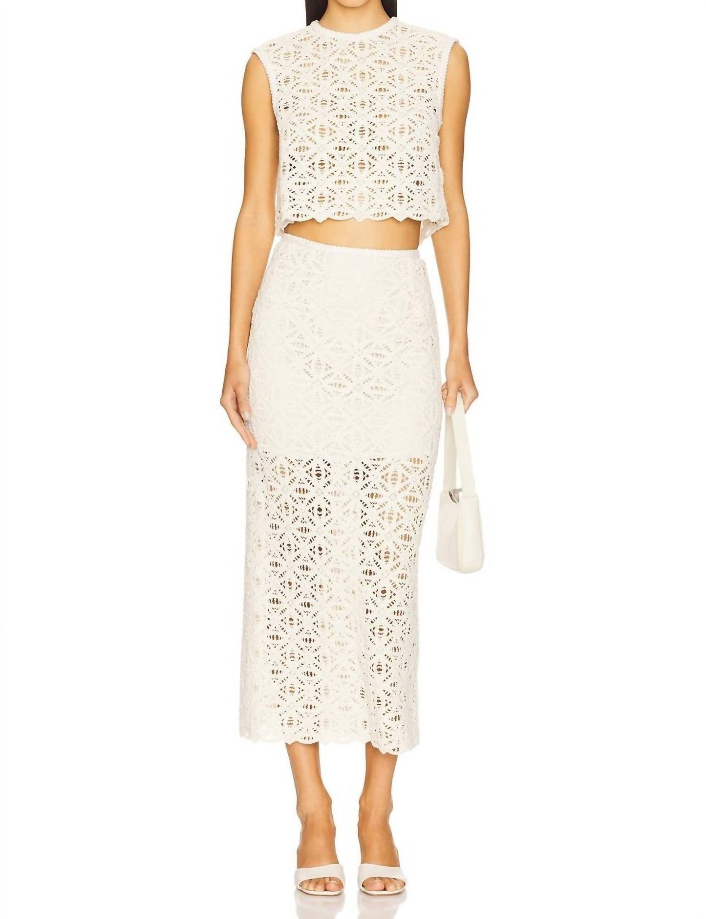 Sabina Musayev - Anaya Lace Textire Midi Skirt
