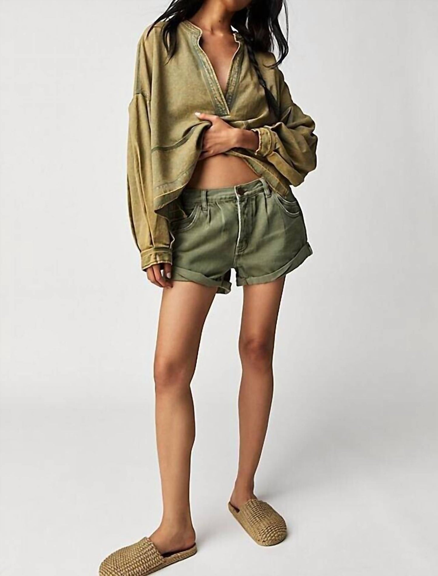 Free People - Jude Oversize Denim Pullover Top