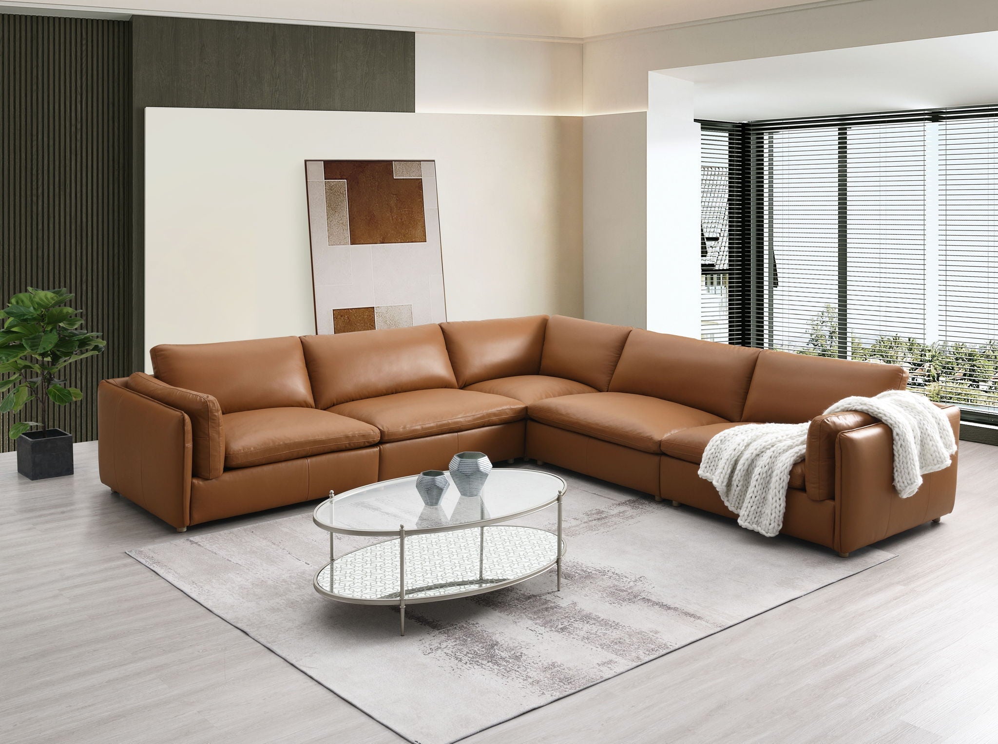 Brighton - Top Grain Modular Sectional - Brown