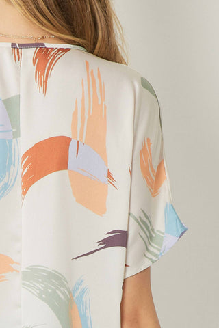 Entro - Brushstroke V-neck Top