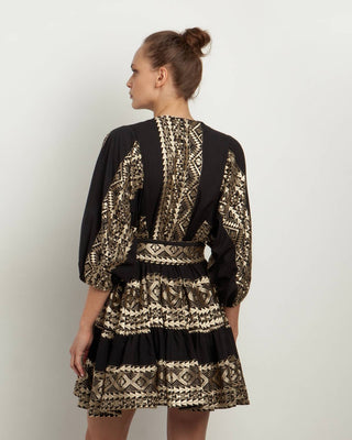 Greek Archaic Kori - Chemisier Short Sleeve Belted Dress