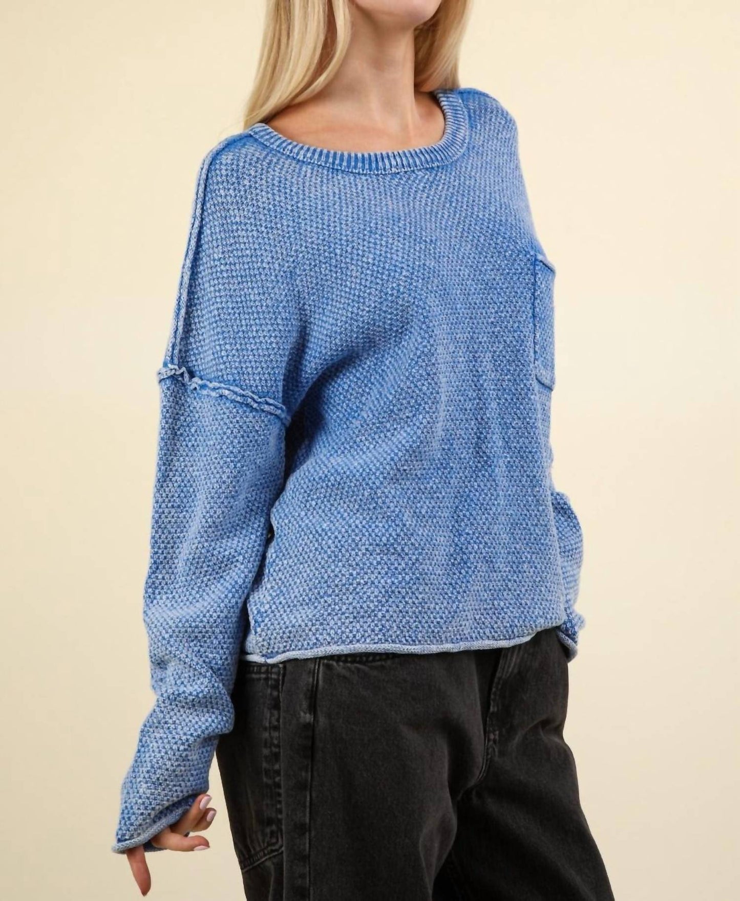 Very J - Mineral Wash Sweater Pullover