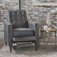 Macedonia Mid Century Modern Button Tufted Fabric Recliner - Slate