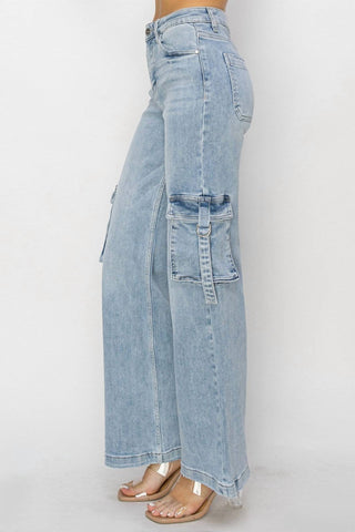 Risen - Felicia Cargo Pocket Wide Leg Denim