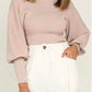 Esley Collection - Lovely mock neckline balloon sleeves top
