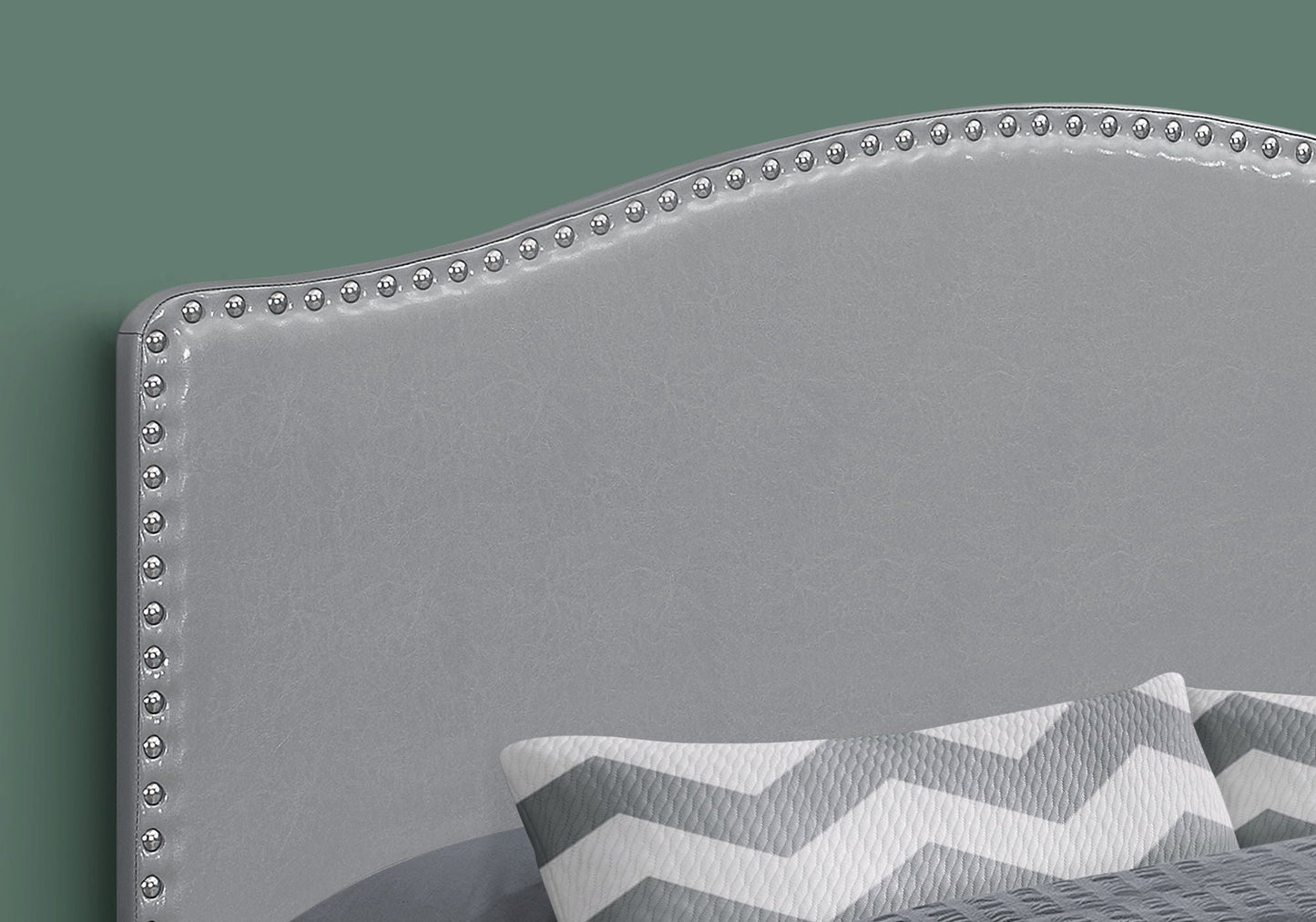 Queen Size Upholstered Gray Headboard - Transitional Style