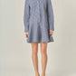 English Factory - Stripe Collar Flared Skirt Dress