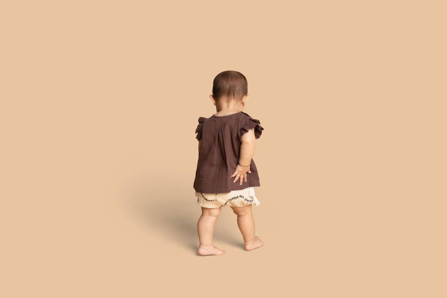 Omamimini - Gauze top with box pleated sleeve