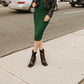 525 America - Emerald Ribbed Turtleneck Midi Dress