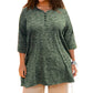 On The Plus Side - Plus Size 3/4 Sleeve Heartwood Henley Tee