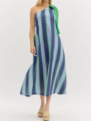 Entro - One Shoulder Striped Maxi Dress
