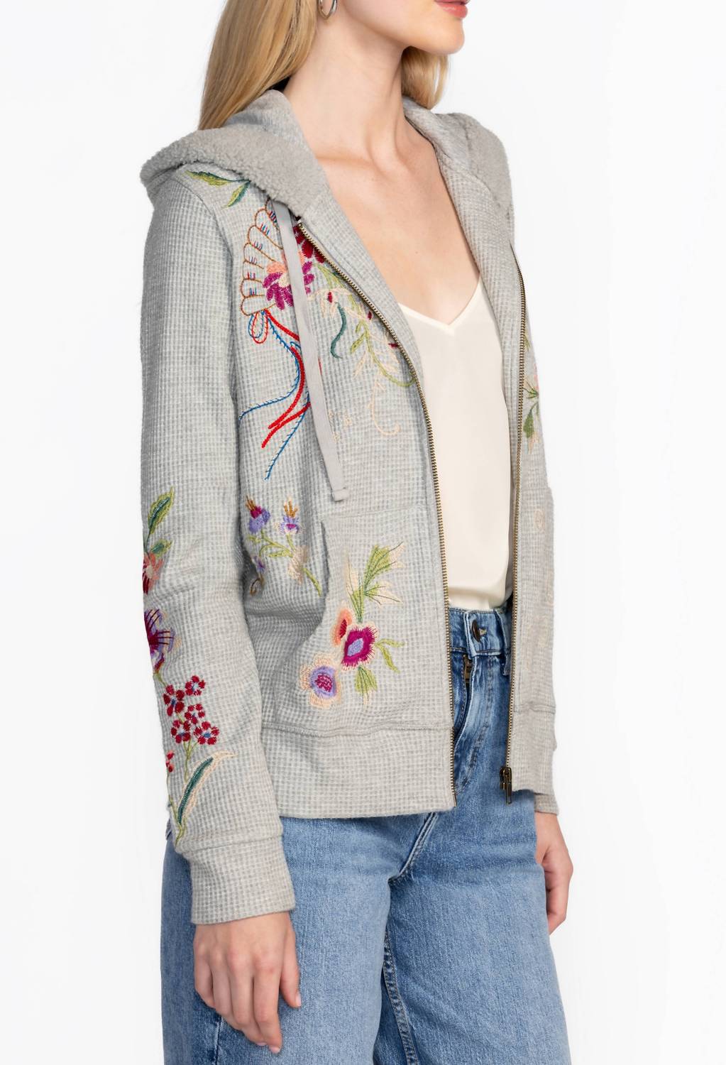 Johnny Was - Colette Metallic Zip Up Hoodie
