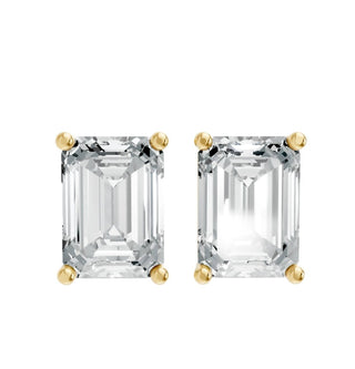 Aamiaa - Women's Emerald Shape 4 Prong Push Back Studs