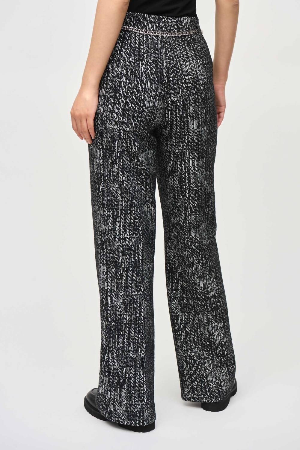 Joseph Ribkoff - Chain Belt Tweed Wide Leg Pant
